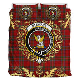 Stewart of Galloway 01 Tartan Crest Bedding Set - Golden Thistle Style